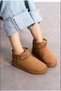 Fuzzy Inside Flat Sole Women's Shoes Mini Tan Suede Ankle Boots - 4