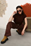 Brown Bandolier Belt Pocket Wide Leg Trousers