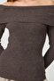 Madonna Collar Knitwear Sweater - Brown, Long Sleeve MG2184 - 7