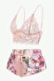 Lace Bustier Floral Bra Shorts Pajama Set - 8