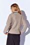 Cotton Soft Textured Zippered Half Turtleneck Women's Sweater Mink |   Mkw539429-01 - 5