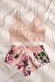 Lace Bustier Floral Bra Shorts Pajama Set - 3