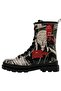 Women's Vegan Leather Black Zippered Long Boots - Edvard Munch The Scream Muse Design - 4