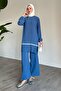 Skirt Pleated Piping Indigo Double Suit - 3