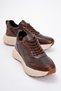 Men's Thick Soled Sports Casual Shoes Real Leather Mc 20225 Brown - 2