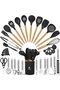 Marselis Heat Resistant Fireproof Nonstick 35 Pieces Silicone Spatula Kitchenware Set Black