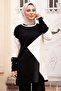 Black Asymmetrical Print Tunic and Pants Set - 1264 - 5