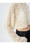 Openwork T-Shirt Crop Long Sleeve Crew Neck Comfortable Fit - 5