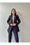 Long Gold Button Blazer Jacket Navy Blue - 6