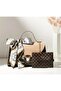 Faux Leather Khaki Color Diamond Plated Design Metal Chain Messenger Bag