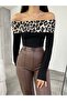 Women's Leopard Print Madonna Collar Blouse - 7