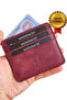 Women's Burgundy Mini Genuine Leather Slim Card Holder with Gift Box - Ariza