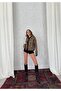 Women's Brown Leopard Patterned Bearded Cardigan - 6