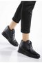 Genuine Leather Women's Comfort Light Orthopedic Sole Rubber Lace-Up Black Women's Boots