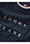 Tjw Bubble Cable Flag Crew Round Neck Standard Embroidery Navy Blue Women's Sweater Size: S - 2