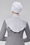 Women's Hijab Dress, Half-High Neck, Simit Neck Collar, Combed Cotton, Solid Color, Gray - 4