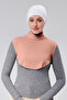 Women's Hijab Dress, Half-High Neck, Simit Neck Collar, Combed Cotton, Solid Color, Dusty Rose