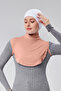 Women's Hijab Dress, Half-High Neck, Simit Neck Collar, Combed Cotton, Solid Color, Dusty Rose - 3