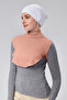 Women's Hijab Dress, Half-High Neck, Simit Neck Collar, Combed Cotton, Solid Color, Dusty Rose - 2