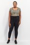 Women Square Neck Short Sleeve Animal Print Crop Top, Cream Combo - 4