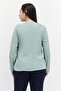 Women Scoop Neck Long Sleeve Plain Blouse, Sage Green - 4