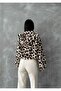 Leopard Printed Light Stone Color Lining Zippered Coat Women - 4