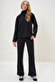 Women's Black Stand Collar Blouse and Trousers Set Alc-X13118 - 3