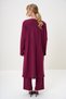 Women's Burgundy Padded Shoulders Crew Neck Blouse Pants and Cardigan Set ALC-X4710-RV - 6