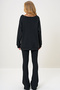 Women's Black Boat Neck Camisole Oversize Blouse and Spanish Flare Pants Set Alc-X13059 - 4