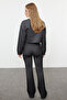 Antrasit Wide Leg/İspanyol Paça Yüksek Bel İnterlok Esnek Örme Pantolon TWOAW25PL00006 - 6