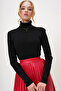 Black Turtleneck Ribbed Knit Sweater Alc-X9381 - 3