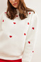 Women's White Heart Embroidered Embroidered Sweatshirt Swt-19000701 - 4