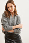 Women's Anthracite Polo Neck Hair Braided Knitwear Sweater Kzk- 19000881 - 5