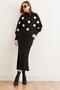 Women's Black Top Sweater Bottom Strap Dress Knitwear Suit Tkm- 19000317 - 2