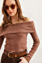 Women's Chocolate Madonna Collar Embellished Camisole Blouse Blz-19000615