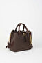Box Bitter Brown Croco Handle Removable Strap 2 Compartment Snap Zipper Closure Hand and Shoulder Bag - 5
