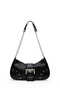 Premium Line Black Cracked Patent Leather Women's Shoulder Bag 05Pc24K24403