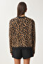 Women's Black Brown Leopard Patterned Short Beard Knitwear Cardigan Us00935 - 9