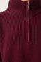 Women's Burgundy Zippered Turtleneck Sweater Mx00124 - 5