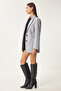 Women's Gray Leather Detailed Winter Blazer Jacket Fn03405 - 3