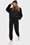 Women's Black Crew Neck, Elastic Waist and Leg Two Thread Basic Tracksuit ALC-507-669-001 - 3