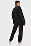 Women's Black Crew Neck, Elastic Waist and Leg Two Thread Basic Tracksuit ALC-507-669-001 - 5