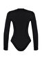 Black Slim Gather Detailed Stretch Knitted Body with Snap Fasteners TWOAW20BD0052 - 7
