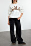 Ekru Animal Leopar Slogan Baskılı Sweatshirt TEDAW25SW00080 - 2