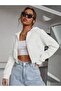 Women's Black-White 2 Piece Hooded Zipper Crop Cardigan 2 Thread Raster - 3