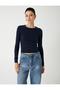 Crew Neck Long Sleeve Hair Knit Patterned Knitwear Sweater - 3