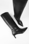 Women's Blaze Black Skin Short Pointed Heeled Boots - 4