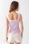Women's Pink - Baby Blue Square Neck Striped Knitwear Athlete Knitwear Blouse 1133 - 8