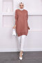 Dusty Rose Crew Neck Mercerized Loose Knitwear Tunic - 3