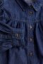 Puff-sleeved denim blouse